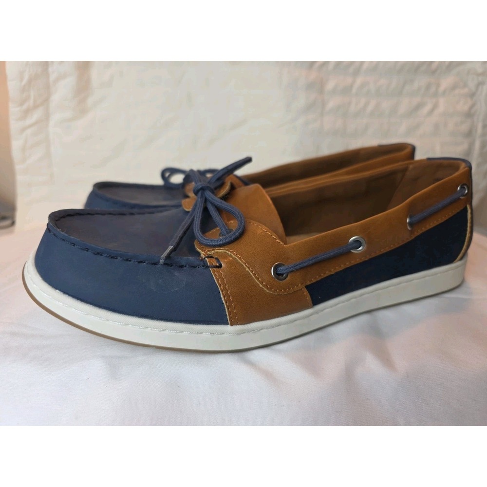 Sonoma Blue Tan Loafers Shoes Ortholite Women's Size 9 Med Deck Shoes EUC
